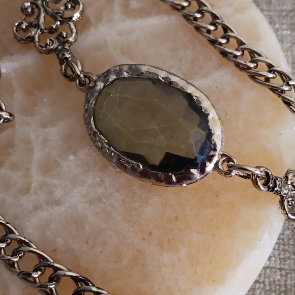 Gold Tone Double Strand Chained Necklace - Picture 6 of 12